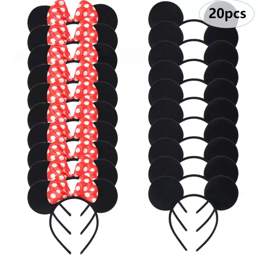 现货亚马逊新款跨境米老鼠蝴蝶结发箍可爱儿童20件套米奇米妮头箍