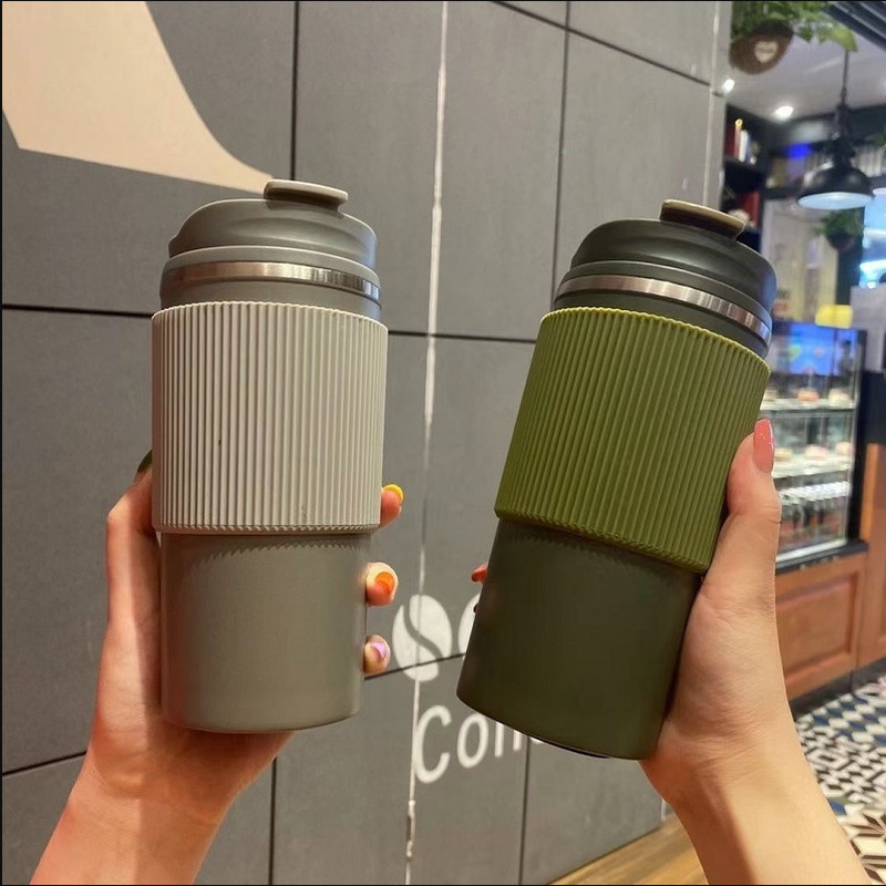 外贸304真空保温杯礼品杯印图不锈钢硅胶咖啡杯家用便携车载水杯|undefined