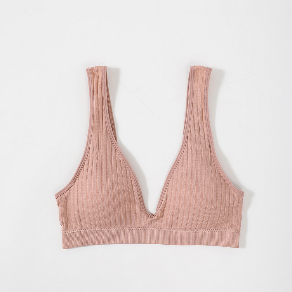 Mujeres sexy deportes yoga envuelto pecho belleza sin costuras espalda ropa interior Estilo francés transfronterizo Deep V Plus tamaño base del sujetador Chaleco