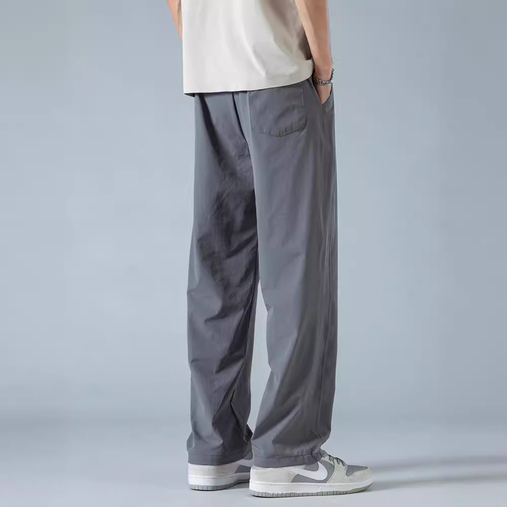 NASA Ice Silk Pants Men's Summer Thin Quick-drying Loose Drapy Straight Pants Trendy Brand All-match Comfortable Men's