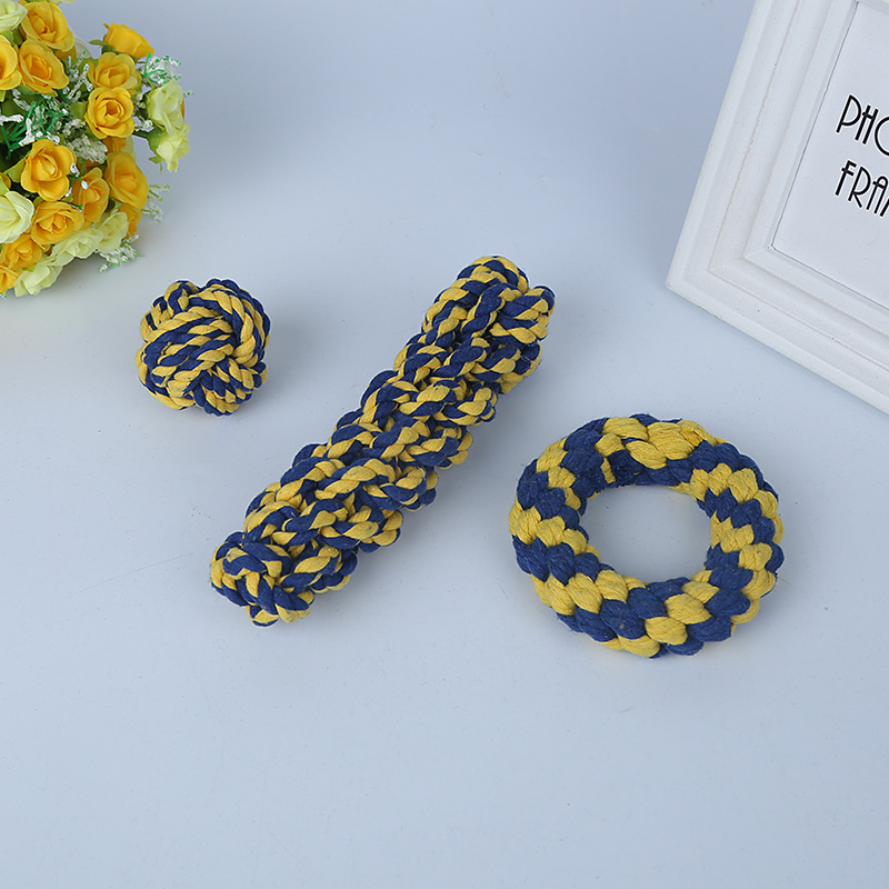 Amazon para juguetes de mascotas, juguetes de cuerda de algodón, perros de mascotas, dientes de molienda, juguetes resistentes a la mordida, en stock al por mayor.