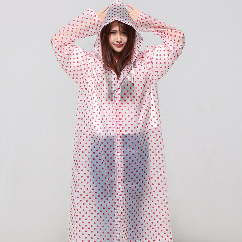 Travel polka-dot raincoat for women and adults Korean children and men outdoor hiking poncho single long rainproof portable