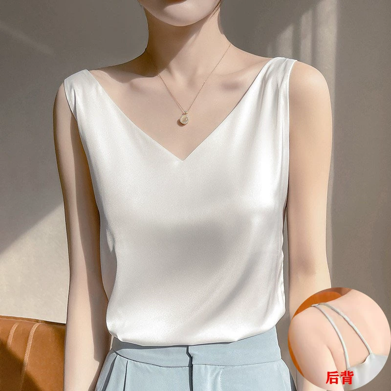 Имитация шелковый камзол жилет женский костюм черный белый с дном