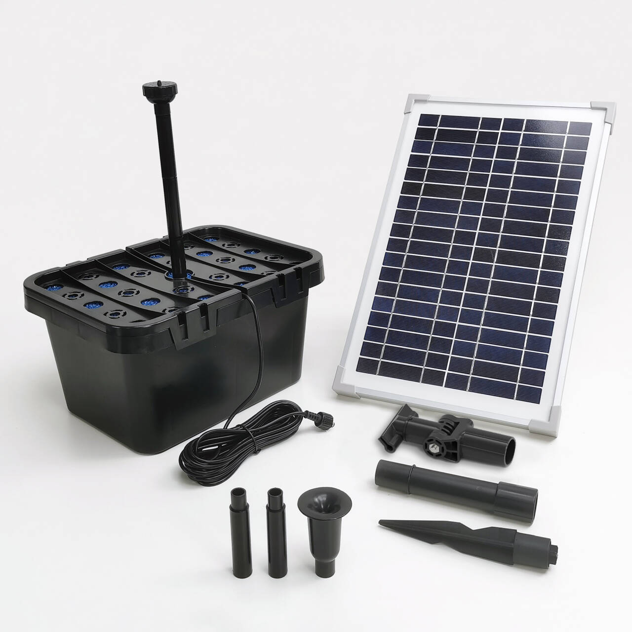 DC12V太阳能喷泉泵带过滤桶花园池塘景观泵-SP12-401215E-F