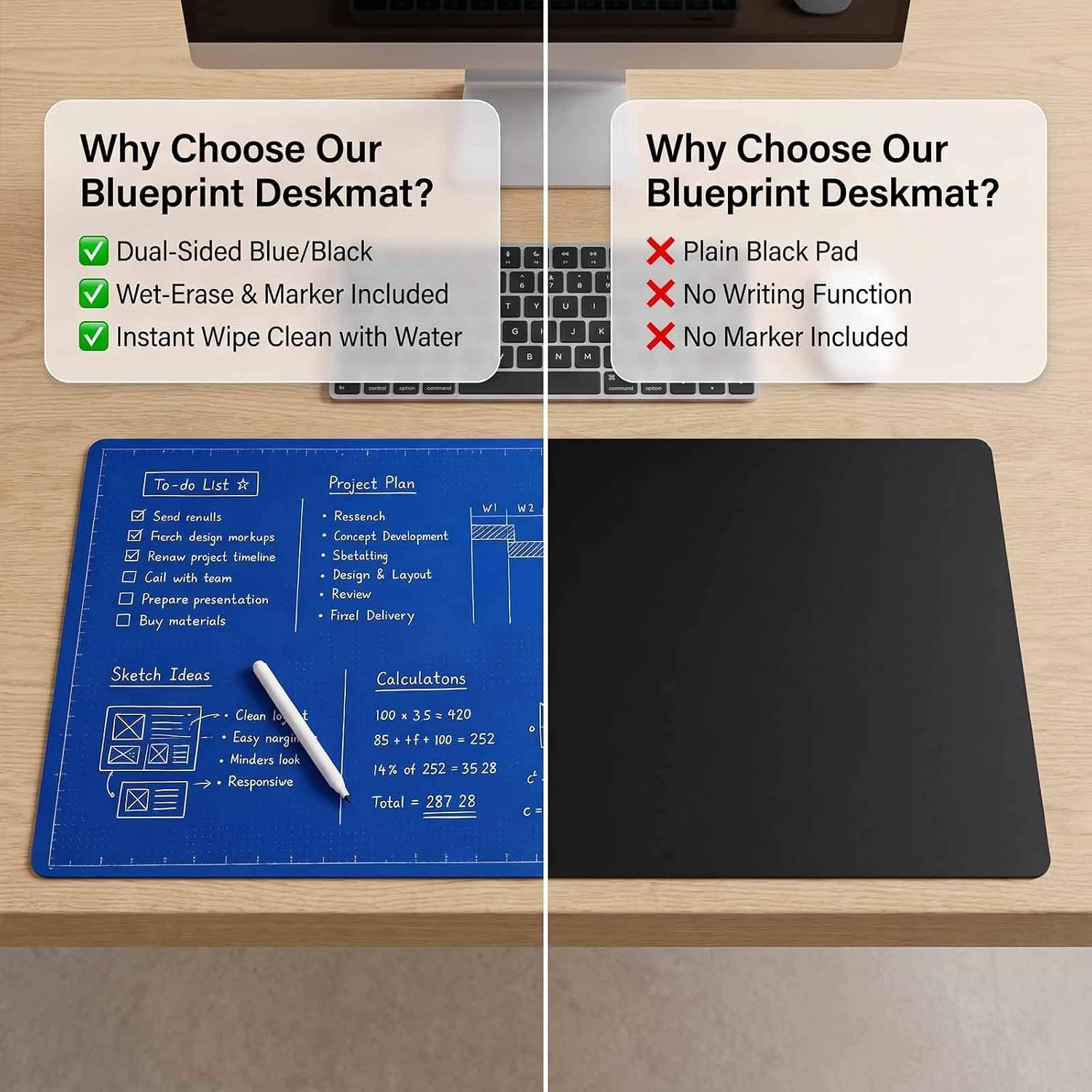 plastic Extended Mouse Pad from Yomiego