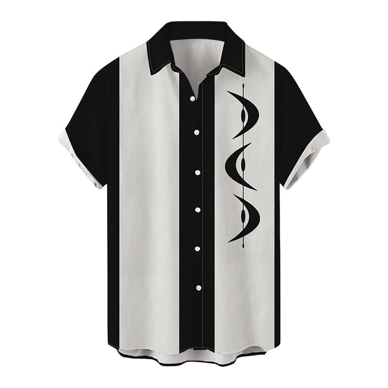 American Fashion Men's Buttoned Shirt Party Arhat Hawaiian Short Sleeve Shirt Independence Day Beach Striped Picture