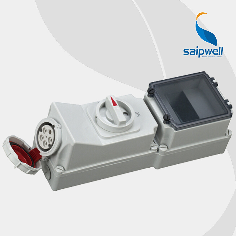 斯普威尔厂家直销SP-5633防水开关插座 带空开机械联锁 户外电缆