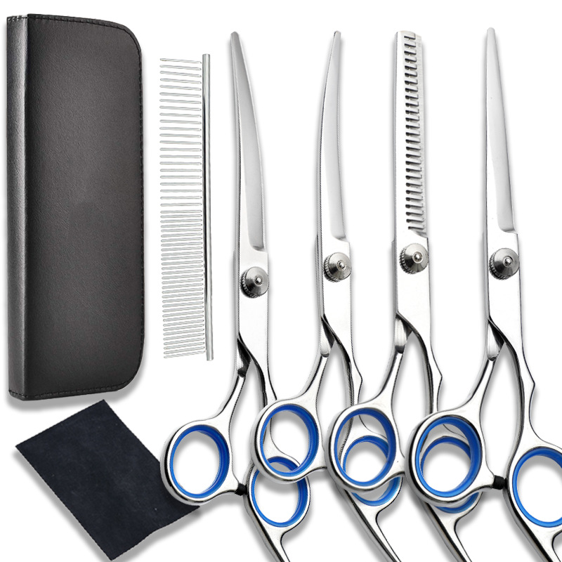 Directo de fábrica Pet Belleza tijeras de acero inoxidable tijeras de corte de pelo de perro gato Peluche tijeras de corte de pelo herramientas de corte de pelo