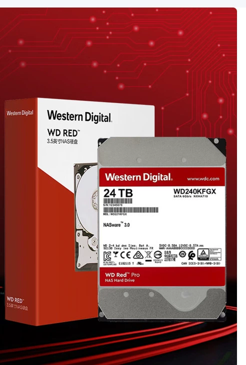 Подходящий для NAS на основе interface SATA Western Digital жесткий диск 22ТБ (WD221KFGX) Red Disk Pro