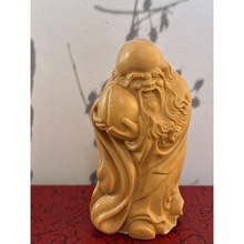 小叶黄杨木雕手把件抱桃寿星公南极仙翁摆件创意茶宠实木工艺品