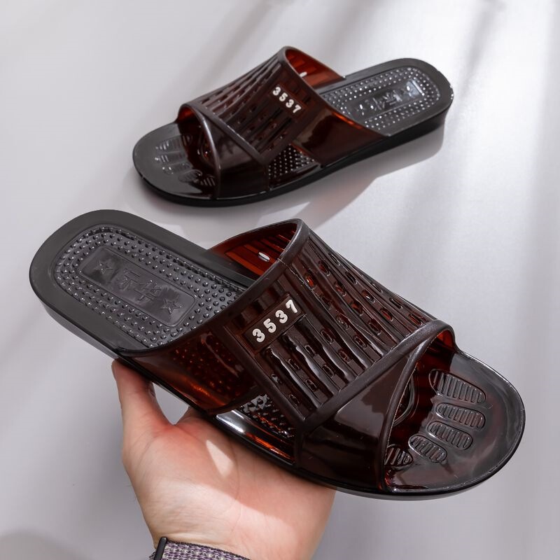 Men's Non-Slip Soft Rubber Slippers, Soft Jelly Wear-Resistant Odor-Resistant Classic Sandals Trendy Style
