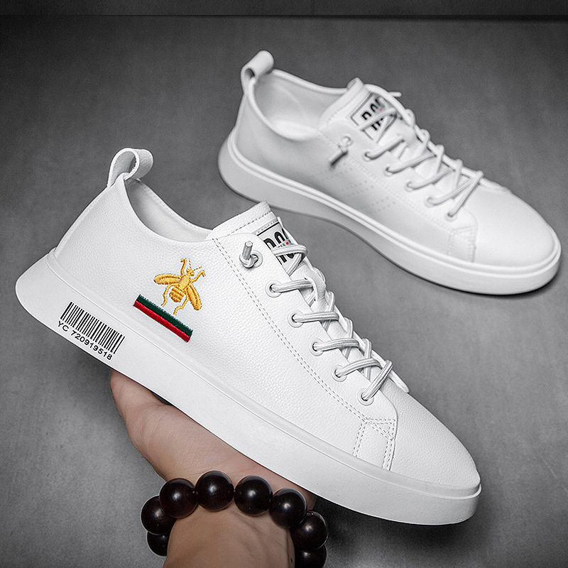 Giày sneaker nam da thật cổ thấp đế bệt thoáng khí tăng chiều cao — 920 màu đen, Màu trắng 920