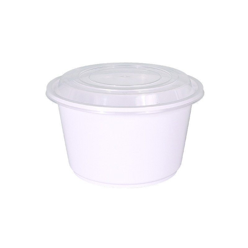 Fiambrera desechable 1008ml caja redonda de plástico para llevar caja gruesa pp caja bento de comida rápida tazón de sopa con tapa