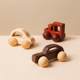 Amazon Walnut Wooden Mini Color Car Children's Early Education Educational Building Blocks Toys Baby Cart