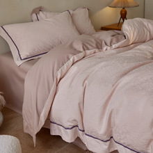 秋冬季加厚全棉磨毛四件套100S高支简约高级感提花纯棉被套床单