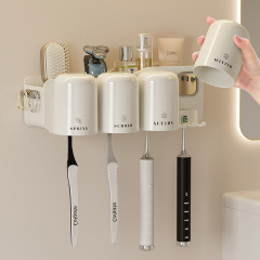 歯ブラシホルダー穴なしトイレ壁掛け式ラック家庭セットうがいカップブラシ電動歯カップ壁掛け