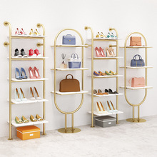 服裝店展示架櫥窗背景展示道具鞋店鞋架包包架多層置物架金色正掛