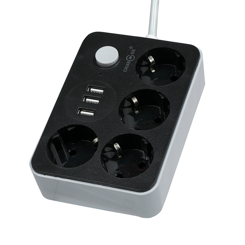 314 # Rusia Kazajstán Marruecos socket euro agujero 1,8 m negro 3USB