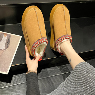 Korean style women's shoes snow boots women's shoes winter New Fashion integrated closed toe slippers muffin all-match furry cotton shoes women