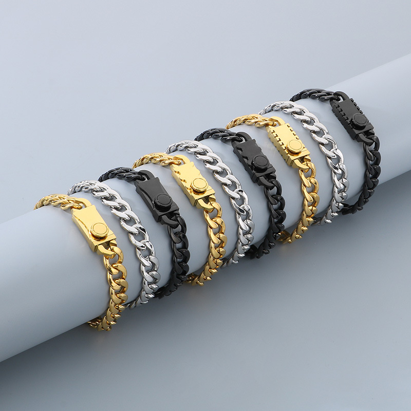 Set collana e bracciale figaro da uomo in acciaio inossidabile_voghion.com