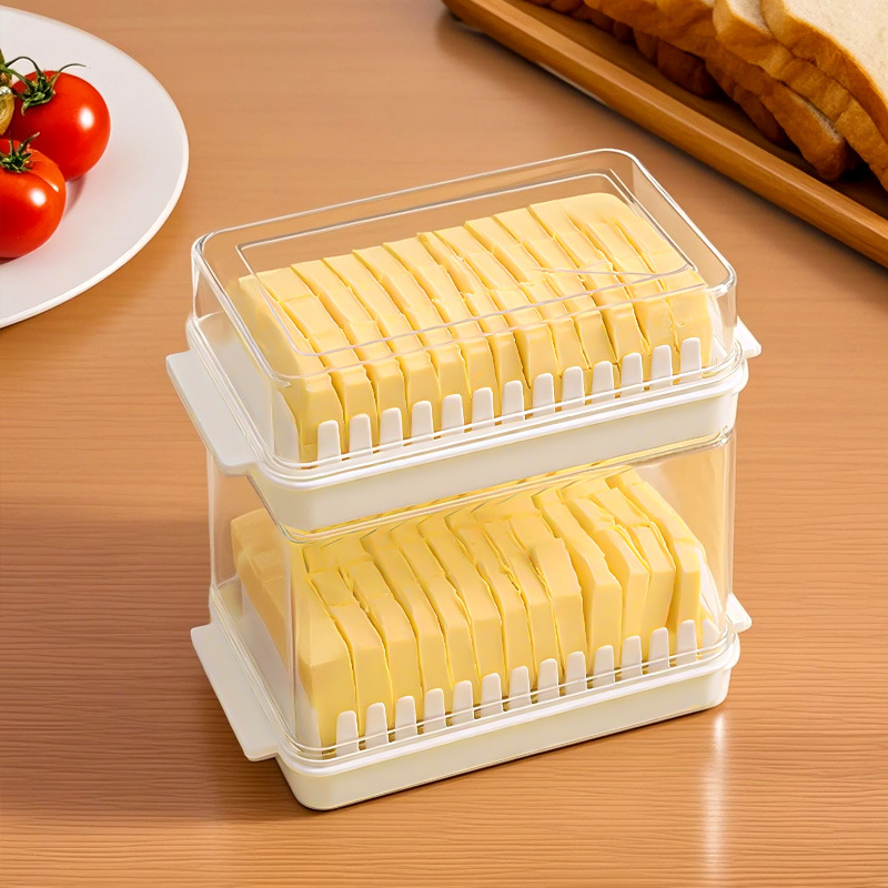 Caja de almacenamiento de corte de mantequilla Caja de conservación fresca de mantequilla de queso Caja de almacenamiento transparente especial para refrigerador de grado alimenticio Condimento de cocina