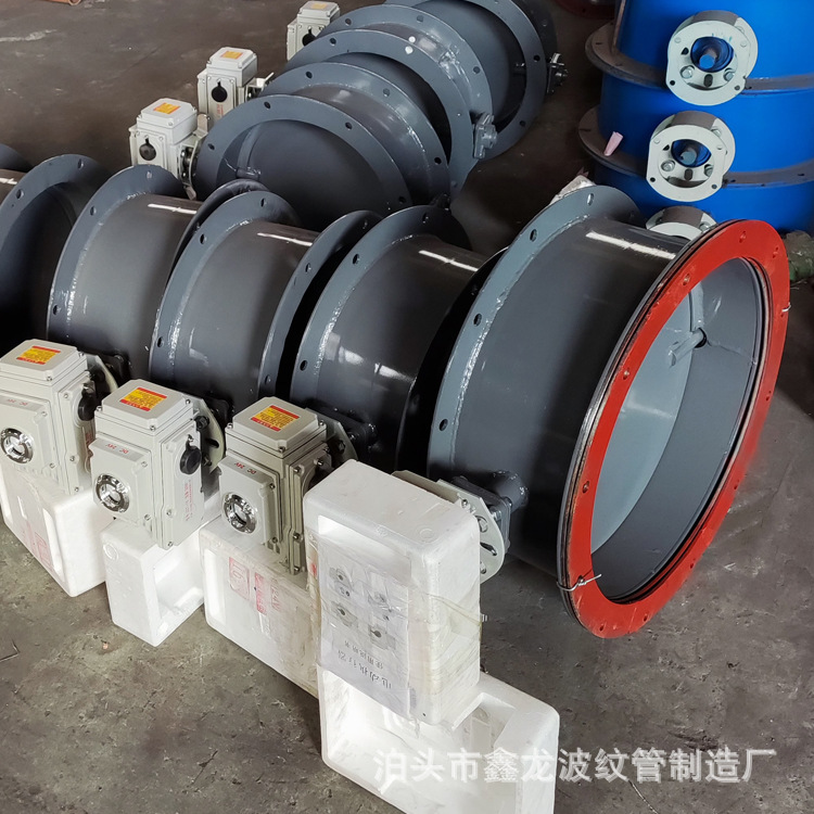 DN600圆形烟道调节风门 碳钢百叶通风蝶阀 开关型电动通风蝶阀