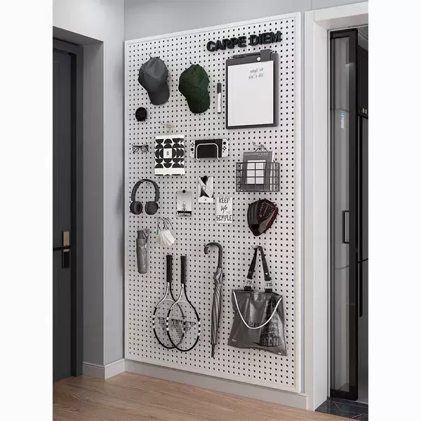 Hole Board Storage Rack Hallway Wall Hanging Board Storage and Arrangement Wall Hanging Shelf Universal Iron Partition Shelf