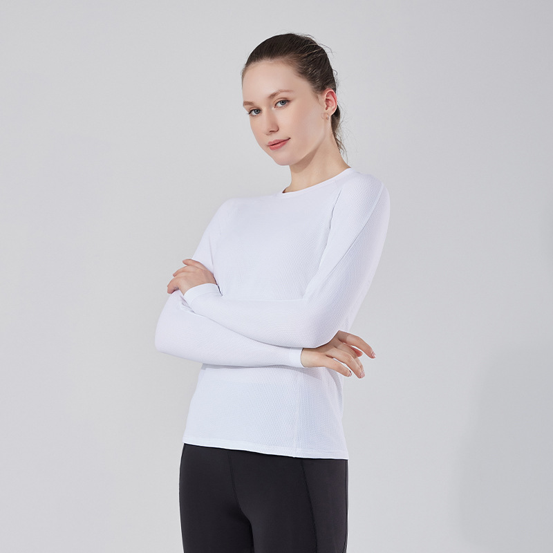 Nueva Ropa Interior Deportiva para Mujer de Otoño e Invierno, Camiseta Interior de Manga Larga de Seda Helada de Secado Rápido para Yoga, Running y Fitness al Aire Libre