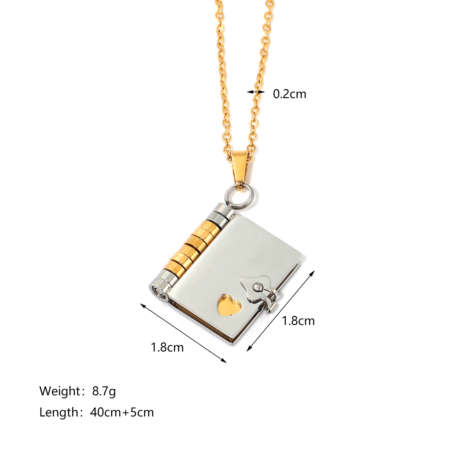 Wholesale Jewelry Retro Book Envelope Heart Shape 304 Stainless Steel Plating Pendant Necklace display picture 7