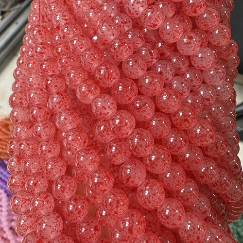 Strawberry crystal small sesame dotted glass glazed imitation jade beads DIY handmade jewelry accessories