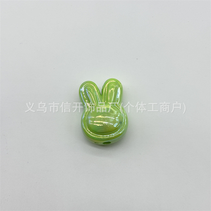 Cuentas de acrílico vibrantes con agujeros verticales y recubierto conejo, para DIY llaveros, cadenas y accesorios de joyería hechos a mano.