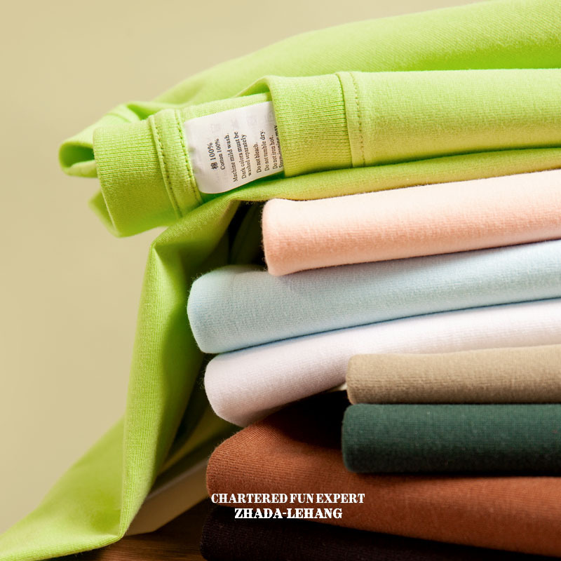 260g Heavyweight Off-Shoulder Short-Sleeved Men's Summer Round Neck Loose Oversizet Shirt Pure Cotton Half-Sleeved Trendy Brand T-Shirt for Women