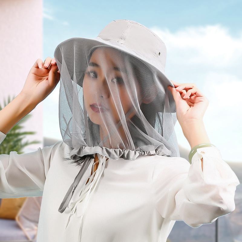 户外防蚊虫防蜂防晒披肩帽子男女休闲遮阳渔夫钓鱼休闲帽子面罩