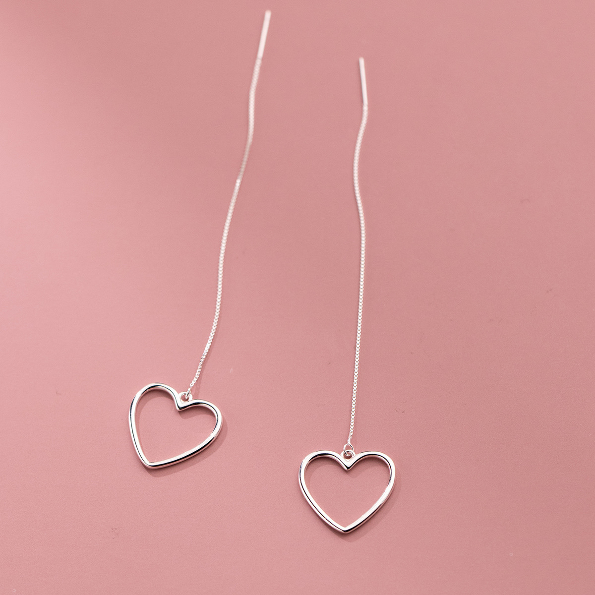 Eloch Eloch S925 amor de plata esterlina orejas huecas en forma de corazón orejas largas para mujeres M03522 image 3