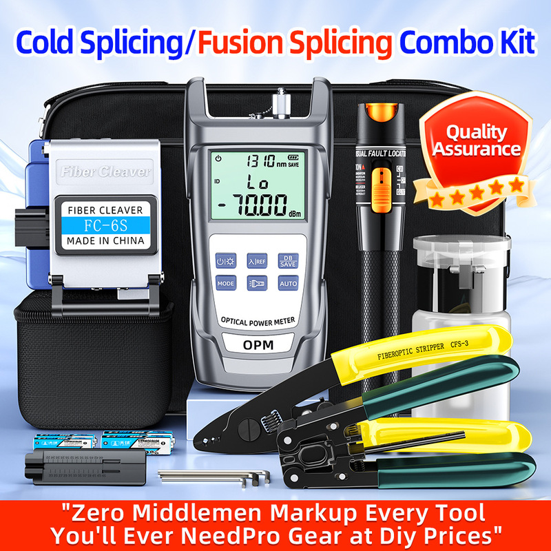Optical fiber cold splice set tool kit package fusion splicer toolbox Miller pliers optical power meter red light pen cutter