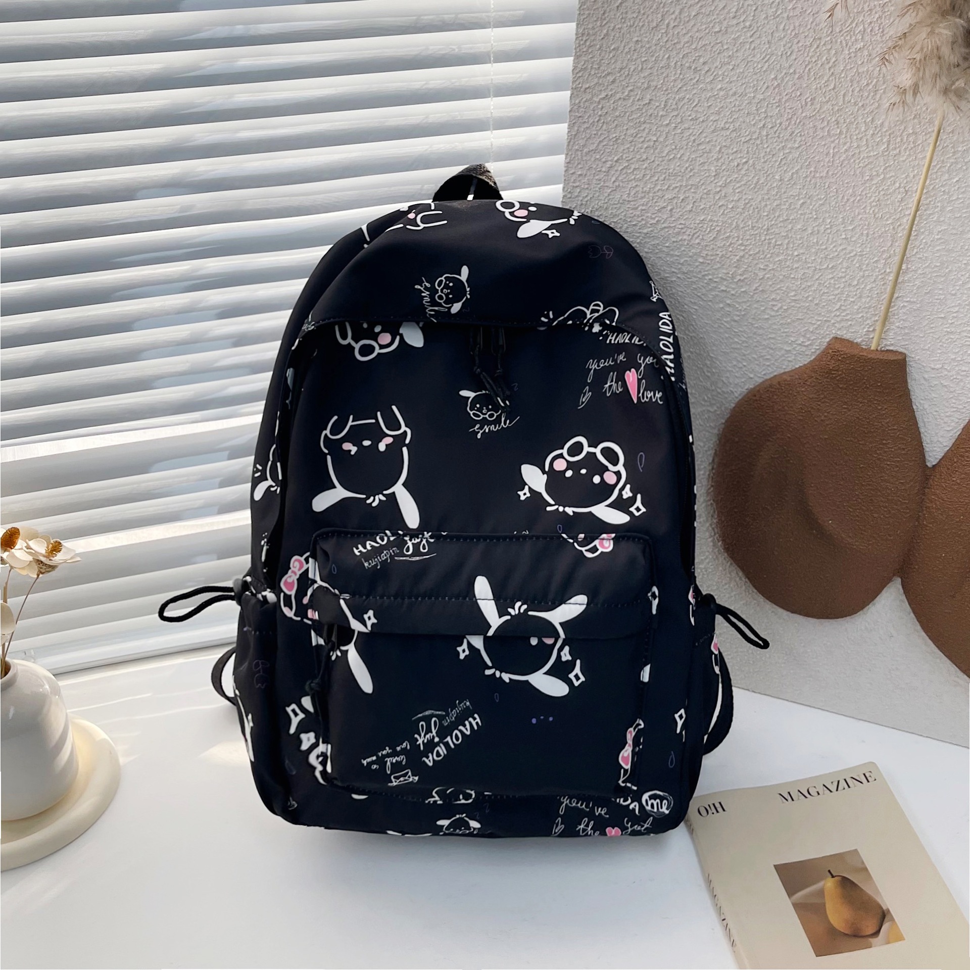 Mochila de estudiantes de secundaria mochila de alta capacidad de estudiantes universitarios impresa perro Pacha Dual hombro viento campus