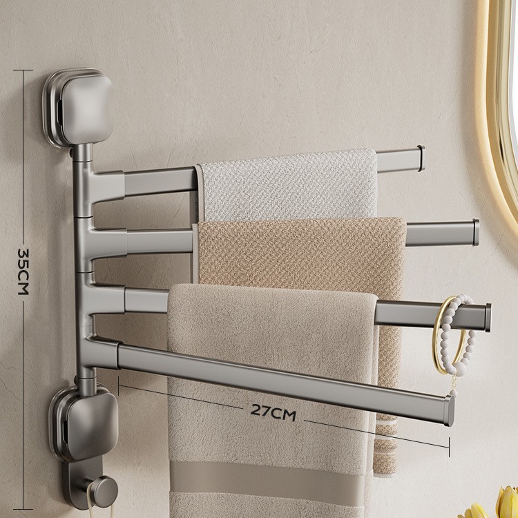 Toallero Giratorio Multibarra con Ventosa de Aleación de Aluminio para Baño image 8