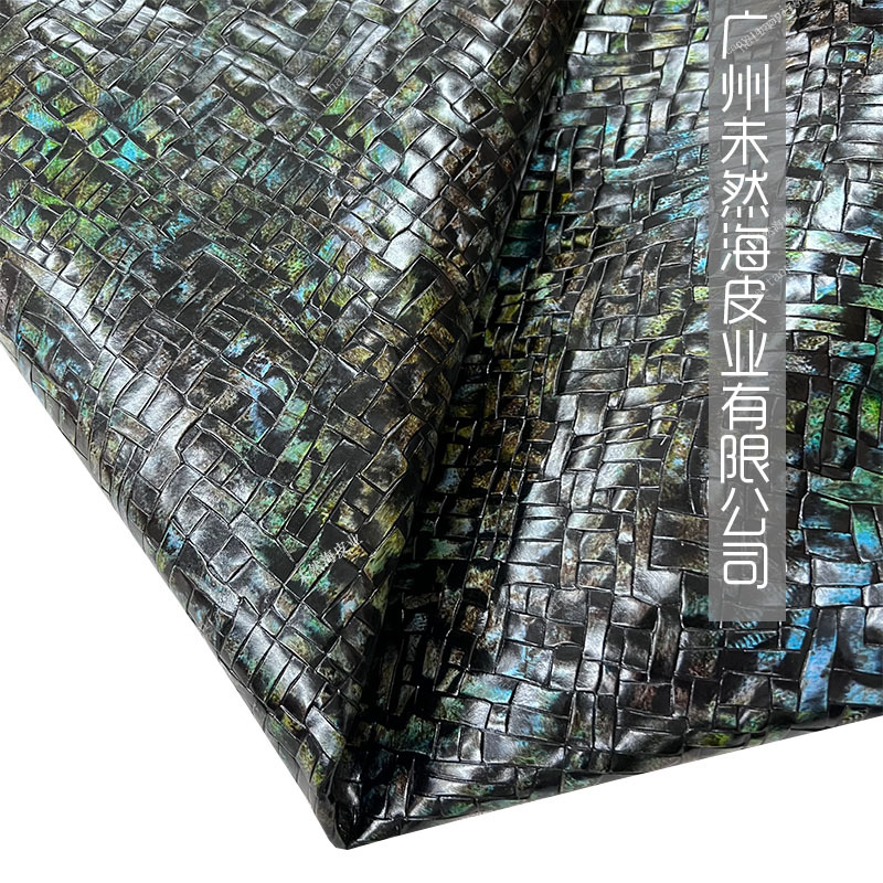 多彩玛瑙色手绘竹节纹头层牛皮时尚鞋包潮品配饰厂家直销