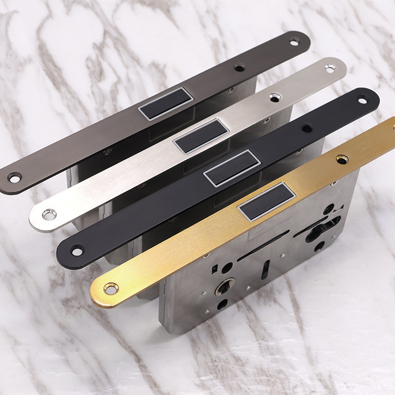 Estándar europeo 5572 bloqueo silencioso de absorción magnética multicolor opcional de acero inoxidable bloqueo de lengua cuadrada puerta de dormitorio bloqueo de puerta interior