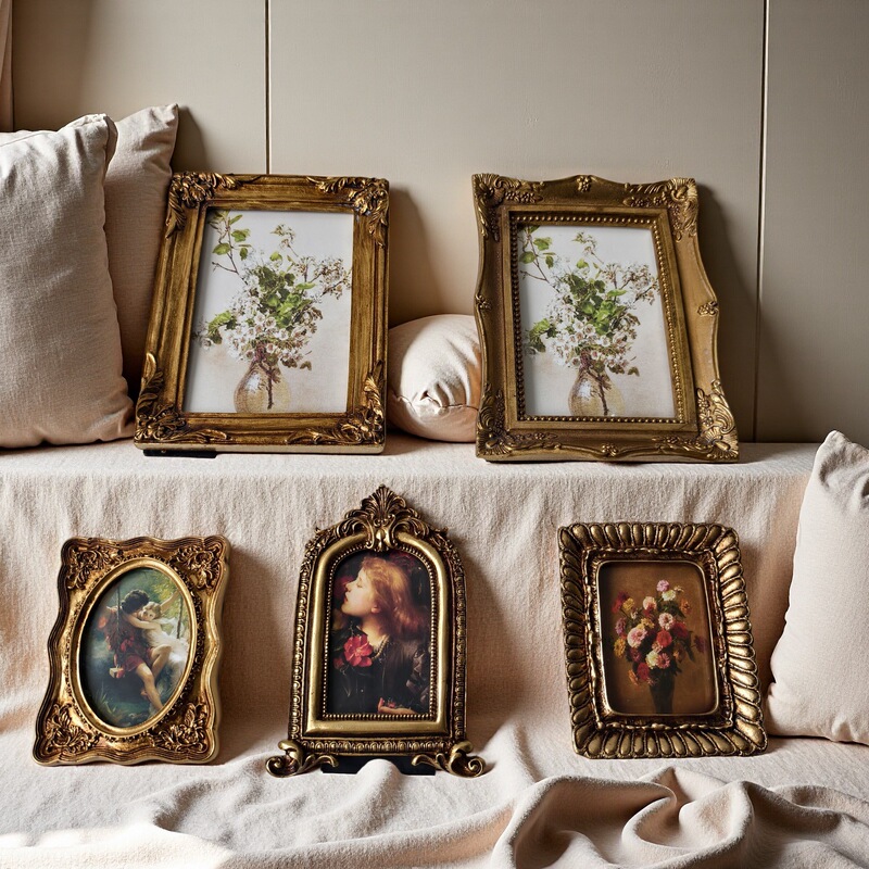 Vintage European-Style Carved Picture Frame Painting, French Light Luxury Distressed Gold Frame Decorative Painting, Tabletop Display, Bedroom Background Wall Vintage European-Style Carved Picture Frame Painting, French Light Luxury Distressed Gold Frame Decorative Painting, Tabletop Display, Bedroom Background Wall