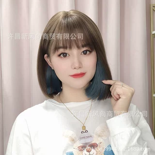 假发女短发全头套自然日常bobo仿真发时尚挑染新款假发套
