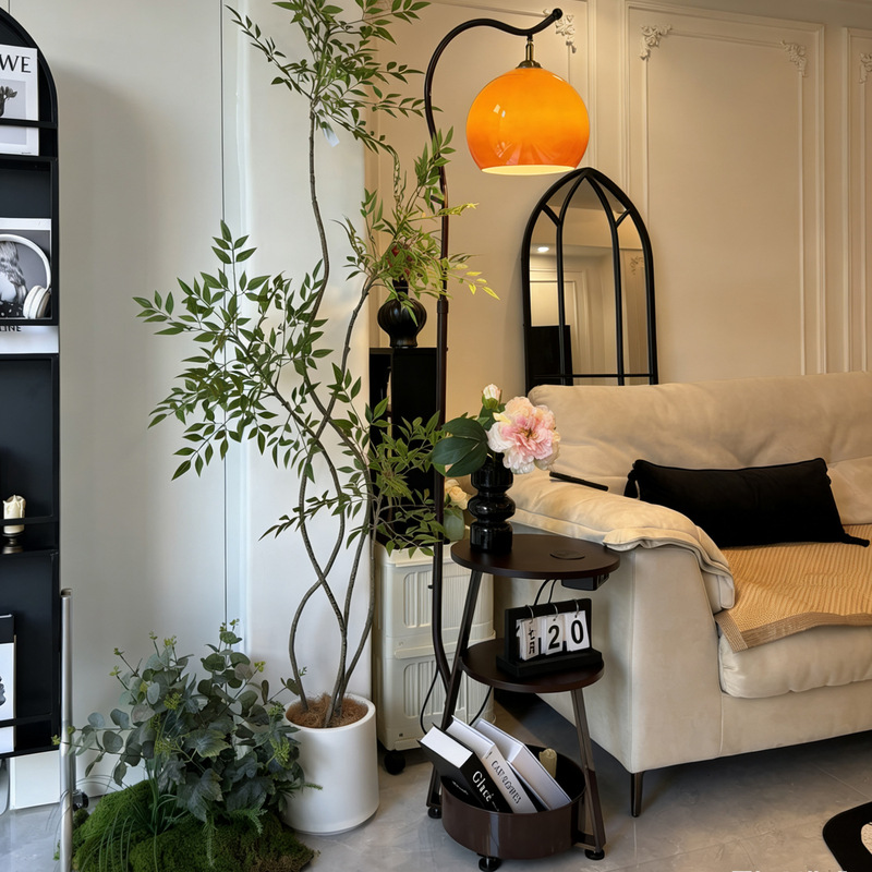 Medieval-Style Living Room Floor Lamp, Small Side Table Next to the Sofa, Storage Rack, French-Style Bedroom Bedside Table, Integrated Table Lamp Medieval-Style Living Room Floor Lamp, Small Side Table Next to the Sofa, Storage Rack, French-Style Bedroom Bedside Table, Integrated Table Lamp