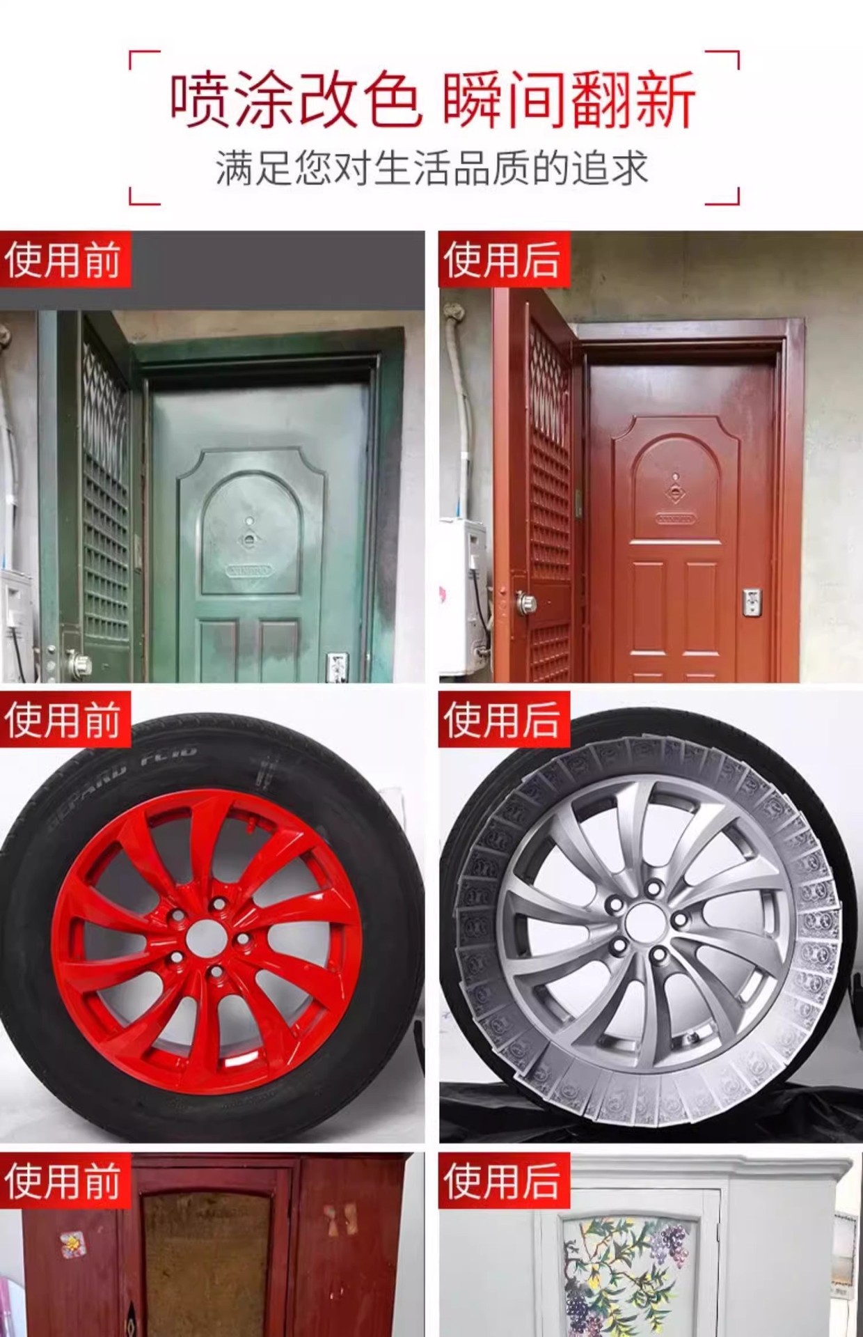Automatic Hand-Operated Self-Spraying Paint for Cars, Rust-Free Metal, Special Anti-Rust Paint for Furniture and Woodwork, Black and White Paint Cans