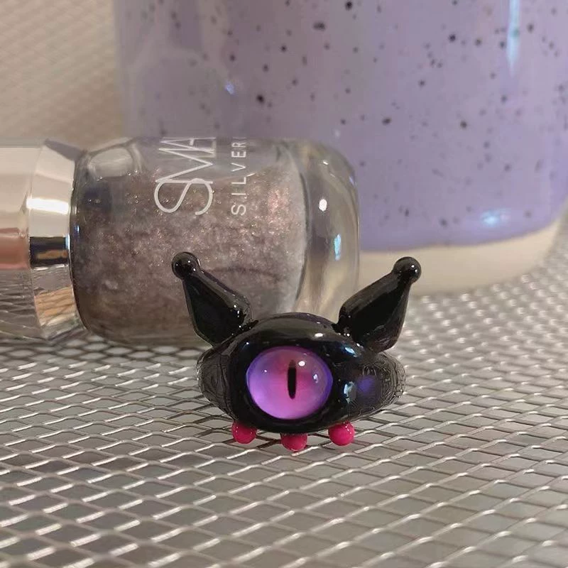 Ring Cute Cartoon Metal Monster, Adjustable Open Band, Enamel Finish, Trendy Cat & Bunny