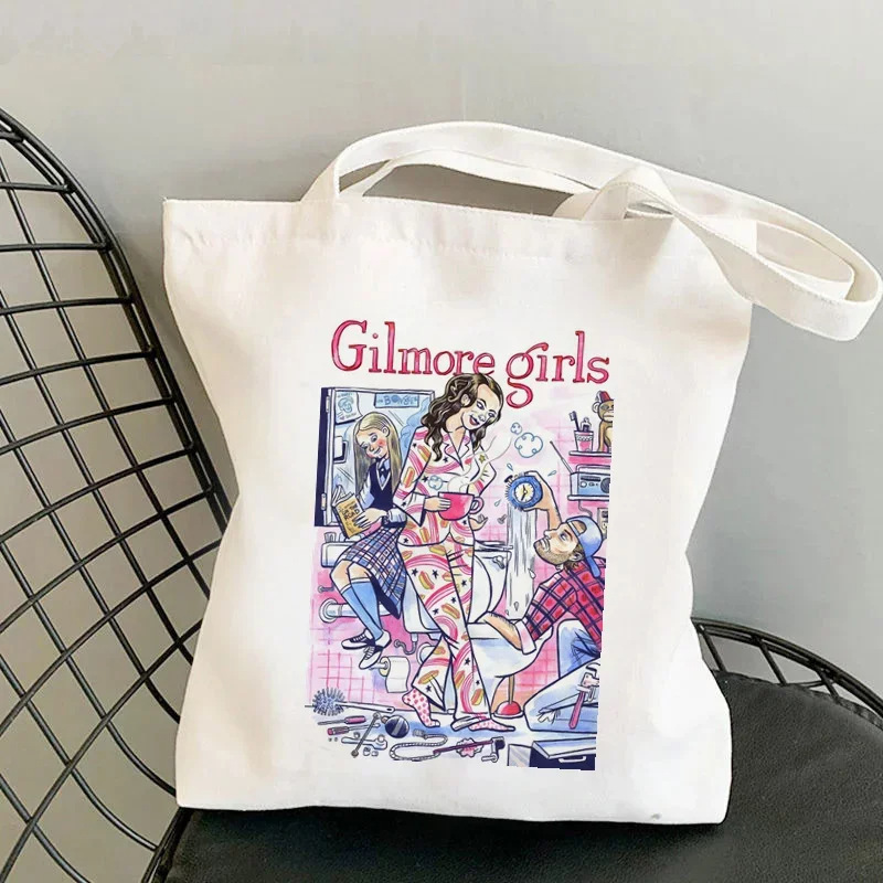 Gilmore 印花女式肩包购物袋女式卡通帆布手提包大容量手提腋下包