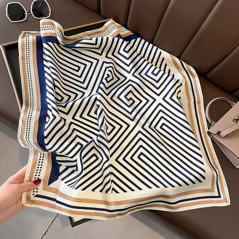 70 실크 스카프, 패셔너블하고 다재다능한 전문가용 인조 실크 스카프, 레트로 프린트 여성 스카프, 가벼운 럭셔리와 고급스러운 느낌