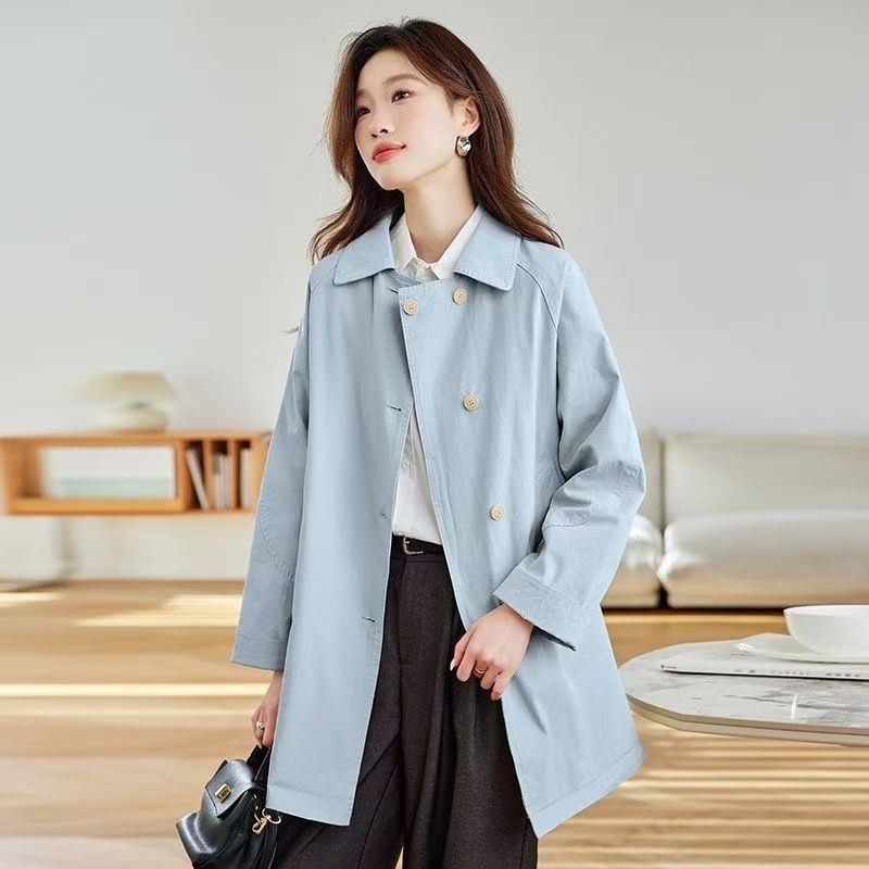 Women's mid-length trench coat, 2026 spring and autumn new Korean style, trendy top, fashionable, loose and slimming workwear jacket.