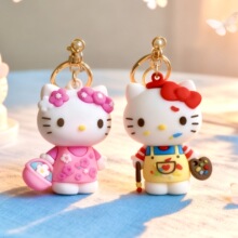 卡通可爱三丽欧钥匙扣环圈精致kt喵学生少女书包包包小挂饰小礼品