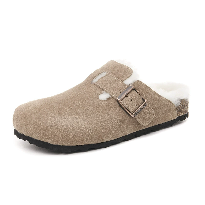 2025 новый интернет-знаменитость супер жаркие обувь Birkenstock с толстой подошвой и Velvet Toe, осень-зима, хлопковые тапочки для женщин