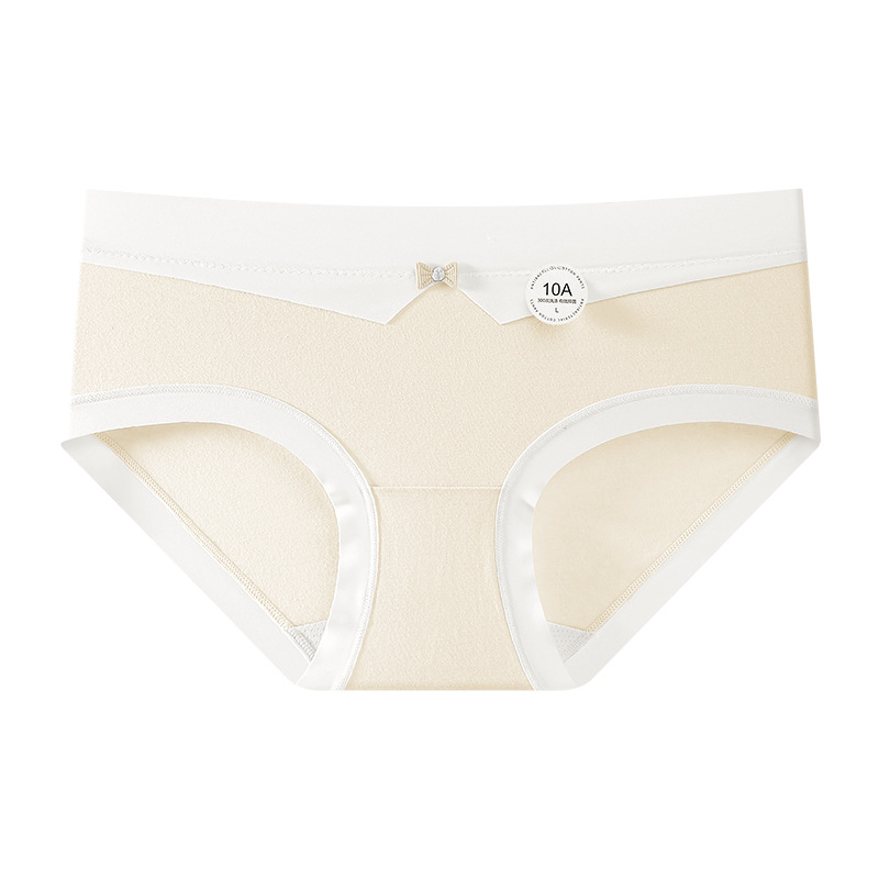 Ropa interior de mujer de algodón puro de color caramelo, agradable para la piel y transpirable 10A antibacteriano de seda de morera entrepierna elástica sin costuras pantalones de cadera para niña